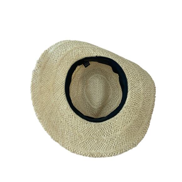 Janessa Leone Ivana Jute Straw Fedora Hat Leather Band Natural Size Medium main image 4